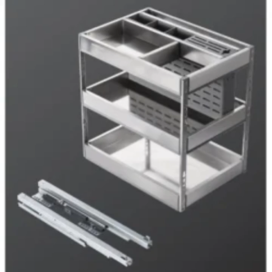Giá đựng chai lọ gia vị dao thớt GrandX XK.B25S dạng hộp inox SUS304 lắp âm tủ bếp dưới tiện lợi