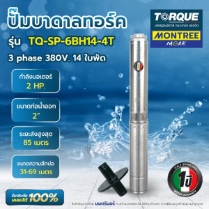 ปั๊มบาดาล STL 3สาย 2HP 14ใบพัด 2" TORQUE TQ-SP-6BH14-4T พร้อมฝาครอบบ่อ จำหน่ายโดย MontreeMore