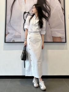 LIRUSHAN | White Korean Style Shirt Dress