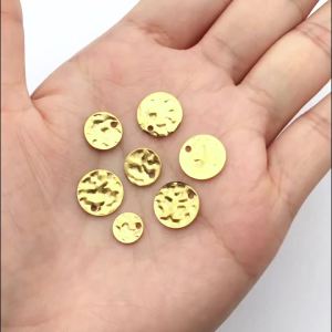 10 Chiếc Mặt Dây Chuyền Charm Tròn Bằng Thép Không Gỉ Kiểu Búa Gõ Kích Thước 6/8/10/12mm Dùng Làm Đồ Trang Sức Tự Làm Khuyên Tai Vòng Cổ