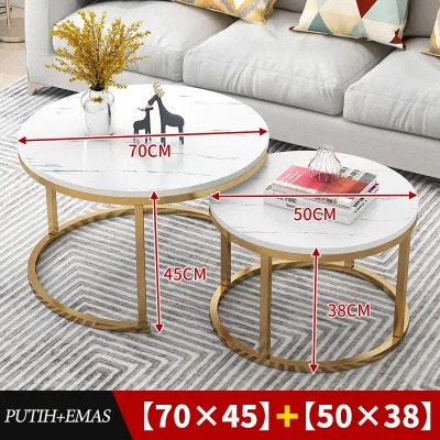 F&G Meja kopi Minimalis meja 70cm+50cm Meja Tamu sederhana modern rotundity Dua potongan set meja bundar ruang tamu caffe meja pojok bunga