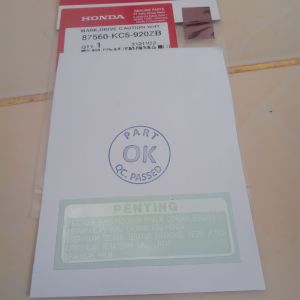 sticker logo label tulisan penting mark drive caution verza 150 tiger 2000 megapro supra 1997-2002 supra fit cb 150 verza legenda grand win astrea c700 gl 125 original honda