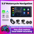 NaviFly 5.5" Motorcycle Screen Wireless CarPlay Motorcycle GPS Navigation Android Auto Moto Multimedia Player Waterproof TPMS BT. 