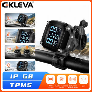 EKLEVA Hệ Thống Giám Sát Áp Suất Lốp Động Cơ TPMS Xe Máy Hệ Thống Báo Động Giám Sát Nhiệt Độ Lốp Xe Sạc USB Với 2 Cảm Biến