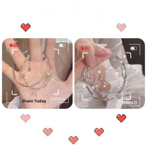 Non-Fading Silver Bracelet Unique Design Student Party Female Friend Hand Chain Butterfly Insect Pattern Painted Craft Jewelry