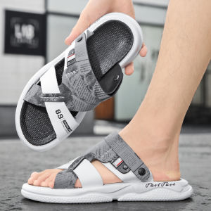 Mens Sandals Summer Outdoor Wear Slip-On Anti-Slip Deodorant Soft Bottom Beach Slippers Driving Casual Flat Rubber Sole