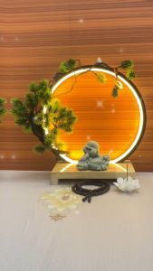 Thác Khói Trầm Hương Tiểu Cảnh Tượng Thần Tài Kết Hợp Đài Sen Tịnh An Decor