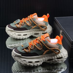 Trendy Mens Shoes 2025 Autumn New Net Breathable Sports Dad Shoes Versatile Thick Bottom Heightening Casual Shoes