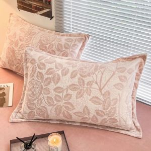 Winter Pillowcase Carved Milk Velvet Single Coral Velvet Thick Pillow Core Case One Pair 48x74cm Universal Simple Style Washable