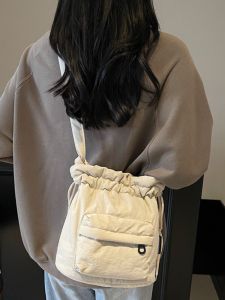 Mini Canvas Bag Womens Commuter Casual Versatile Mobile Phone Crossbody Bucket Bag Trendy Brand New Nylon Fabric Washable