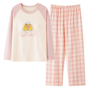 Bộ đồ ngủ nữ MiiOW vải cotton tay dài họa tiết hoạt hình đáng yêu.