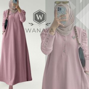 Gamis Knit Import Premium Terbaru Motif Polos Lengan Panjang Kancing Depan dan Lengan Ramah Busui