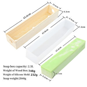 2.5/5L Square Rectangle Soap Making Mold Wooden Box Silicone Liner DIY 8KG Soap Mold With Wooden Box 8000ml Wood Soap Mould