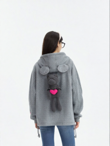 Cute 3D Bear Winter New Womens Hooded Fleece Sweatshirt Coat