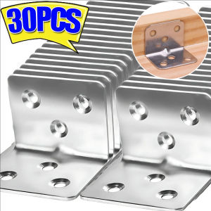 30ชิ้น ขาตั้งมุมสเตนเลสอเนกประสงค์ 90 องศาแบบคงที่ ขาตั้งมุมฉาก L สำหรับชั้นวางโลหะแบบงานหนักทรงตัว สำหรับตู้เตียงเฟอร์นิเจอร์ไม้ อุปกรณ์เสริม