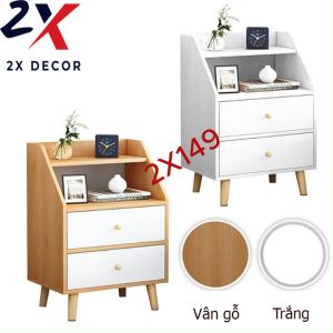 Tủ đầu giường hiện đại bằng gỗ thanh lịch 2 tầng Tủ cạnh giường ngủ 2X Decor-2X149