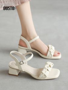 DUSTO | Dép Mules Gót Dày Pháp Một Quai Đeo