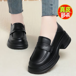 รองเท้า Loafers สำหรับผู้หญิง ฤดูใบไม้ร่วง 2025 รองเท้าส้นแบนหัวมนแบบสวมสบาย สไตล์ JK ทรงบู๊ต ส้นหนา สไตล์อังกฤษ รองเท้าลำลอง หนังเล็ก