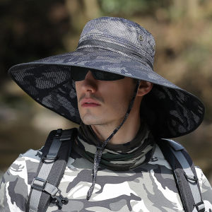 WUUJIA+ | Sun Protection Face Mask Hat with Neck Guard for Men Large Brim