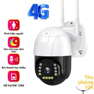 Camera IP V380 4G SIM Card 5MP HD Zoom Kỹ Thuật Số 10X Xoay PTZ Tầm Nhìn Ban Đêm Webcam Ngoài Trời Có Báo Động Camera Giám Sát An Ninh Thông Minh WiFi Cho Nhà Thông Minh