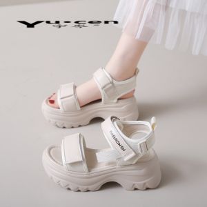 Sporty Womens Sandals 2025 New Fashion Thick Heel Small Size 33 Platform Shoes High Heel Soft Bottom Magic Tape Casual Sandals
