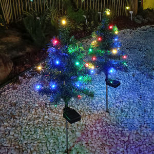 Solar RGB Christmas Tree Decoration Lights New Year Outdoor Garden Courtyard Atmosphere LED Plug-in Lights Xmas Decor