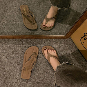 IELGY Mm Beach Flip Flops Womens Summer 2024 New Flat White Fashion