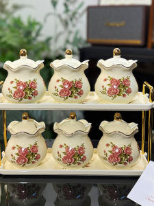 Luxury Ceramic Seasoning Box Kitchen Home Use Storage Jar Salt Pot New Style Storage Canister Full Set Kitchen Seasoning Bottle