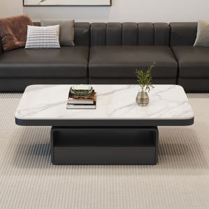 New 2025 Simple Modern Rock Surface Coffee Table Living Room Home Use Small Luxury Cream Style Tea Table Master Design Storage Space