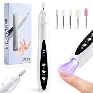 Hailicare | Cordless USB Rechargeable Electric Nail Drill Machine 5 Speed LCD Display Low Noise With 5 Grinding Bits Built-in UV Lamp Kit