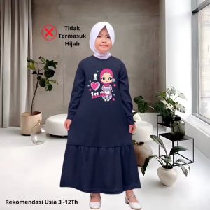 Baju Gamis Anak Perempuan Terlaris Pakaian Fashion Muslim Terbaru Motif CEWEK HIJAB Viral Usia3-12th