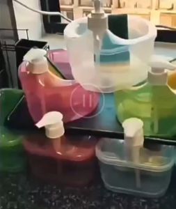 Tempat Sabun Cair Cuci Piring Bentuk Bulat Soap Pump Dispenser 2in1 1000ml + Spoon Wadah sabun