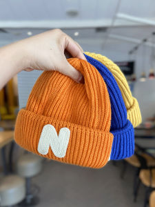 Kids Hat K-style Fall and Winter Letter Patch Knitted Hat Boys Girl Thermal Head Cover Baby Wool Cap Winter Tide