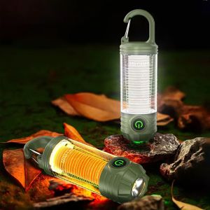 Multifunctional camping flashlight Rechargeable Handheld Night Light Waterproof Travel Light Outdoor Lantern camping light led torchlight portable light Riding Light super bright touch light 3 colors light red yellow light mini flashlights heavy duty