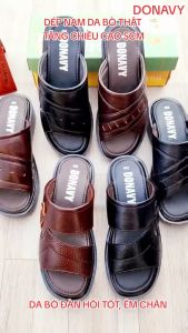 DÉP QUAI NGANG NAM DA BÒ THẬT 100% ĐẾ CAO 5CM HÔ TRỢ TĂNG CHIỀU CAO HÀNG CÔNG TY SIÊU NÉT SIÊU ÊM D.TOMY