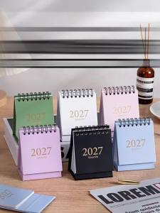 *1Pc 2027 Morandi Color Mini Desk Calendar 18 Months Desktop Plan Calendar Memo Message Small Ornaments Office Supplies Students