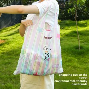 Foldable Large Capacity Shopping Bag Portable Eco Friendly Grocery Tote Fashion Shoulder Bag