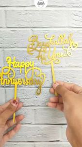 Cake Topper Hiasan Kue / Dekorasi Tusukan Kue Ulang Tahun Tulisan Happy Birthday Lilin Penghias Kue / BANDUNG