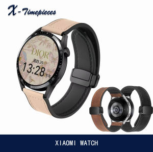 สายรัดหนังสำหรับนาฬิกา Xiaomi Watch Color Color2 S1 S1PRO S2 S3 S4 S4SPORT สร้อยข้อมือหัวขัดแม่เหล็กสำหรับนาฬิกา Xiaomi สำหรับผู้ชายและผู้หญิงแฟชั่นนุ่ม