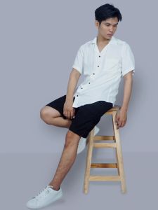 NAiNTi Bowling Shirt Atasan Kemeja Polos Broken White