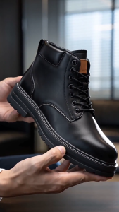 2026 Fall Mens Boots Workwear Waterproof PU Leather Shoes Non-slip Hiking Shoes Thick-soled Ankle Boots