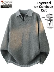 TUCANO | Stylish False Two-Piece Stand-Up Collar Heavyweight Sweater Men