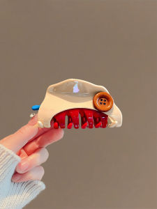 Designer Button Clip Triangle Shaped Travel Hair Accessories Color Block Half up Shark Clamp Red Fashion Hairpins