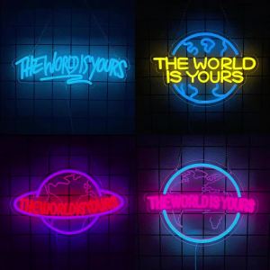 The World Is Yours Neon Sign For Wall DecorLight Up Sign For Man CaveWeddingGame RoomBedroomBirthday GiftGraduation Party