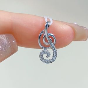LAZO DIAMOND Dazzling G Clef Diamond Pendant in 9k White Gold