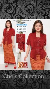 Atasan Kebaya Kutu baru Modern Catherine Bahan Baloteli Premium Lengan Pendek Laser Cut Mewah Aneka Warna Cantik | Pakaian Wisuda Acara Pesta Kondangan Wanita Elegan Kekinian