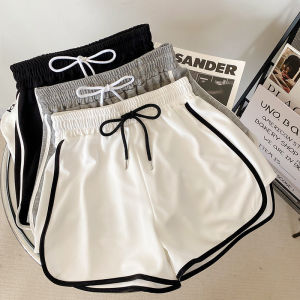 New 2025 Girls Shorts Casual Thin Outdoor Wear Sporty Three-Quarter Length Cotton Blend Fabric mid Waist Elastic Belt