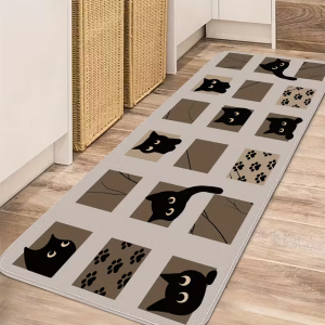 VIKAMA Black Cat Corridor Carpet Non-Slip And Durable Entrance Floor Mat For Kitchen Set Of Floor Mats For Home Decoration