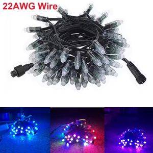 50pcs/set Holiday Wedding Christmas 12V WS2811 RGB Regulated Bullet Led Pixels Lamp Black Wire 22AWG with Ray Wu/xConnect IP68