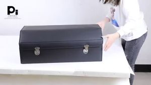 MOFOX Car Trunk Leather Collapsible Trunk Cargo Organizer Multi-Compartment Adjustable Auto Grocery Large Storage Box